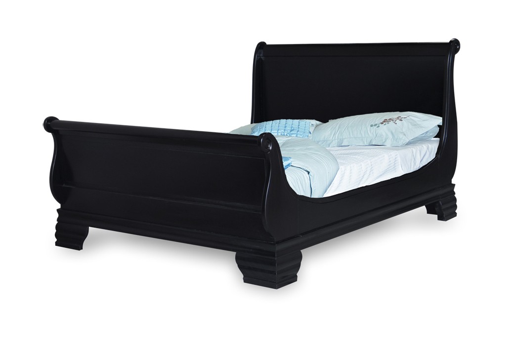 Versailles Fabienne Sleigh Bed - French Noir