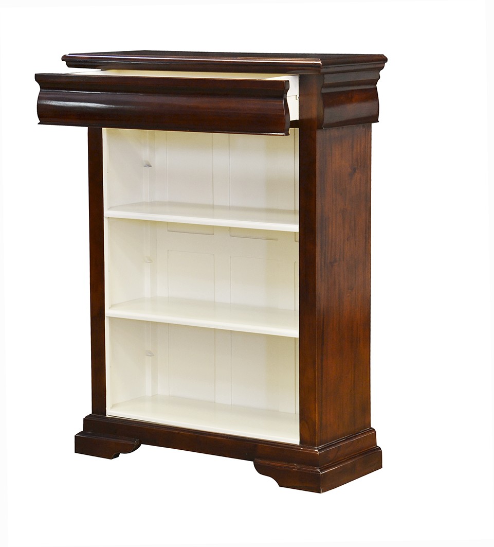 Versailles Elise Bookcase 2 Shelf and Recessed Drawer - Chestnut & Ivory - Image 3