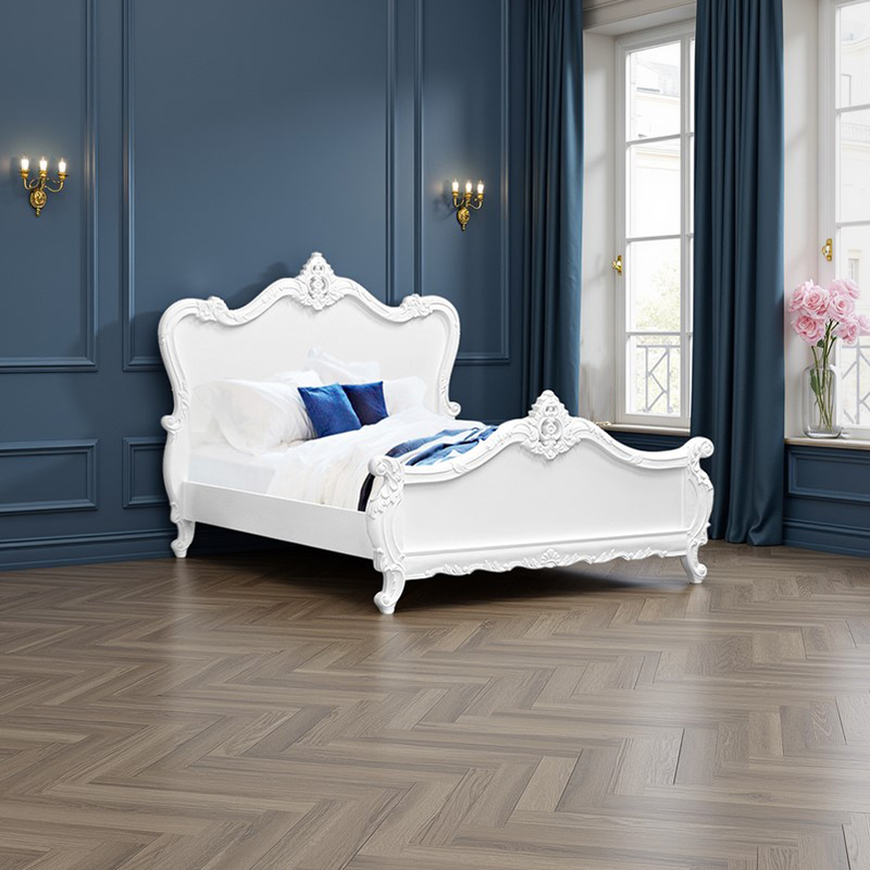 Louis XV - Angelique Sleigh Bed in French White