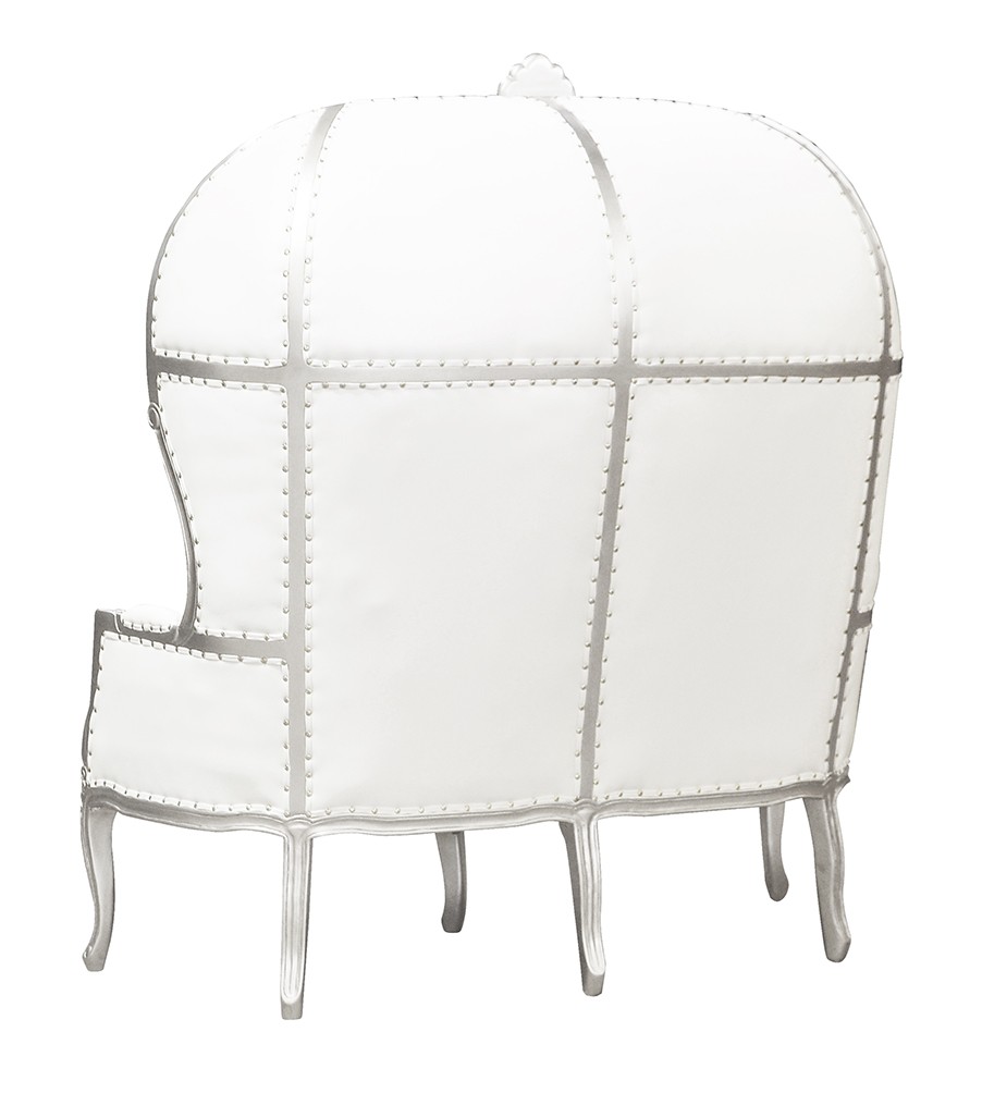 Porters Double Chair - La Dome - Silver Frame and White Faux Leather - Image 3