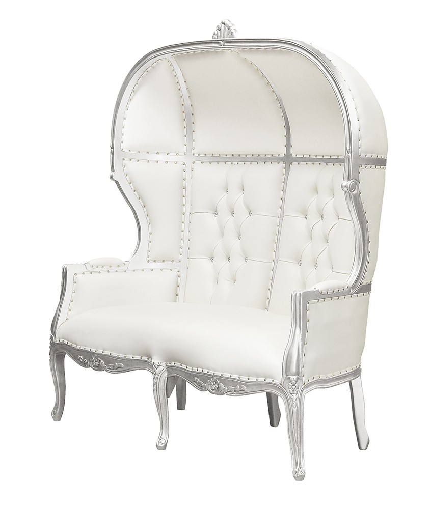 Porters Double Chair - La Dome - Silver Frame and White Faux Leather - Image 2