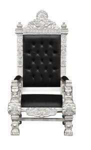 Throne Chair - Hermes - Silver Frame Upholstered in Plush Black Velvet