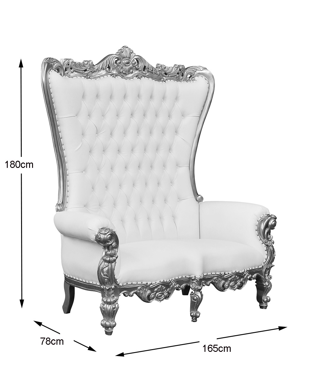 Throne Chair – Lazarus Double King Chair - Silver Frame Upholstered in Chilli Red - Image 3