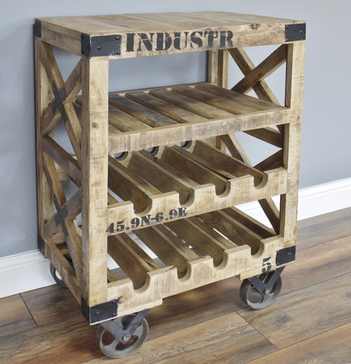 Reclaimed teak wood cabinet wine bar - Image 2