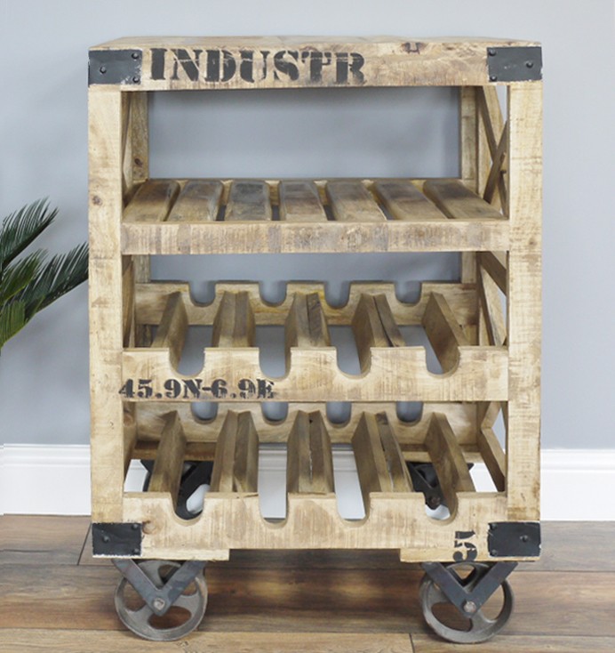 Reclaimed teak wood cabinet wine bar