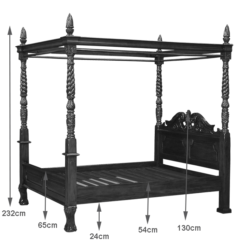 Imperial Four Poster Canopy Mahogany Bed - French White - Image 8