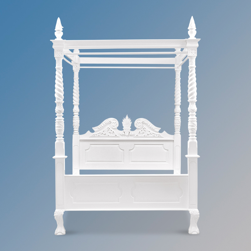 Imperial Four Poster Canopy Mahogany Bed - French White - Image 2