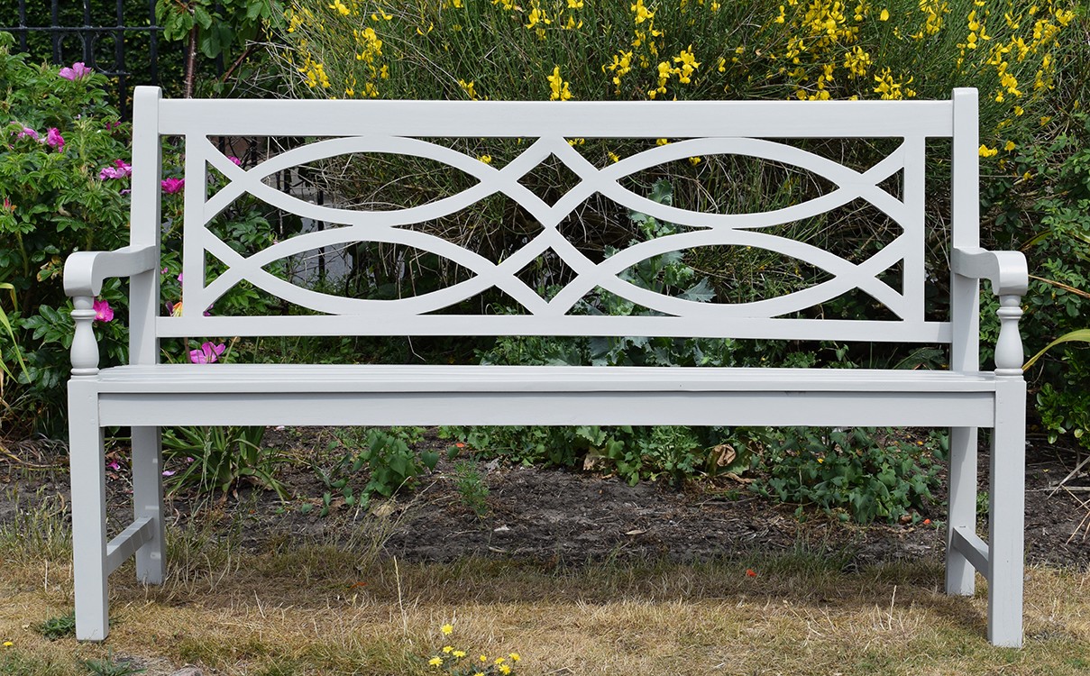 Teak Garden Bench - Sandringham in Pavilion Grey