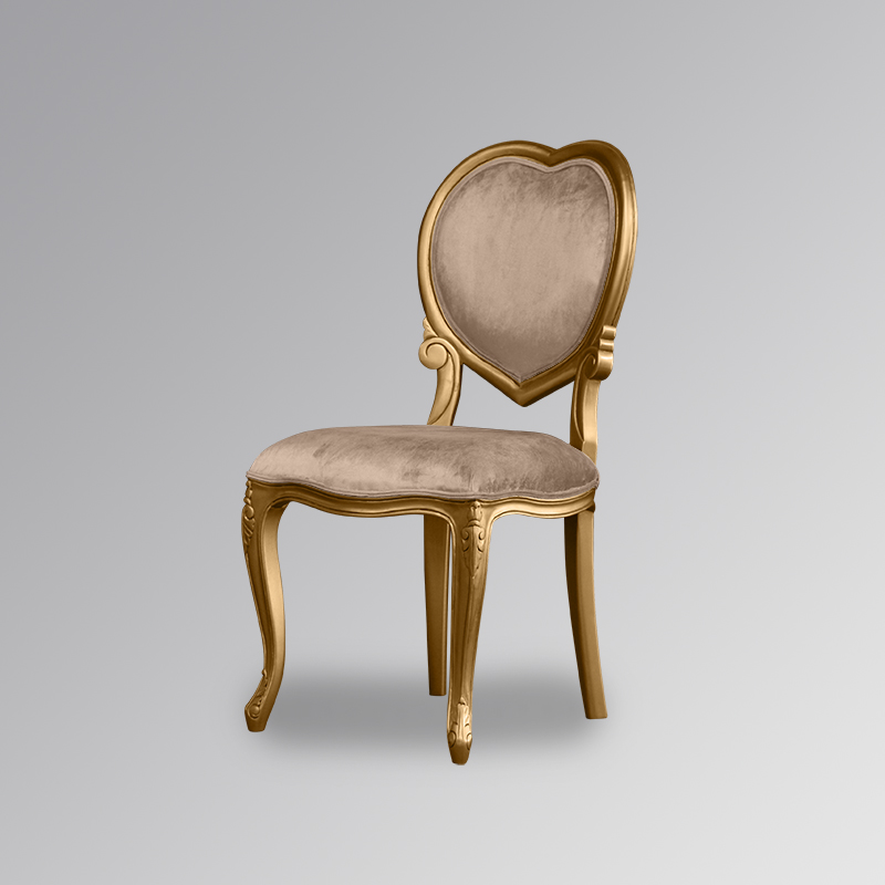 Louis XV Medee Bedroom Chair in Glamour Sand Brushed Velvet with Gold Leaf Frame - Image 2