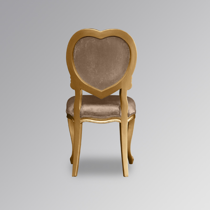 Louis XV Medee Bedroom Chair in Glamour Sand Brushed Velvet with Gold Leaf Frame - Image 3