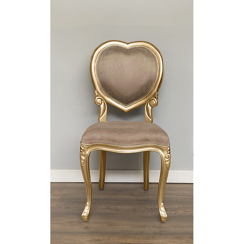 Louis XV Medee Bedroom Chair in Glamour Sand Brushed Velvet with Gold Leaf Frame - Image 5