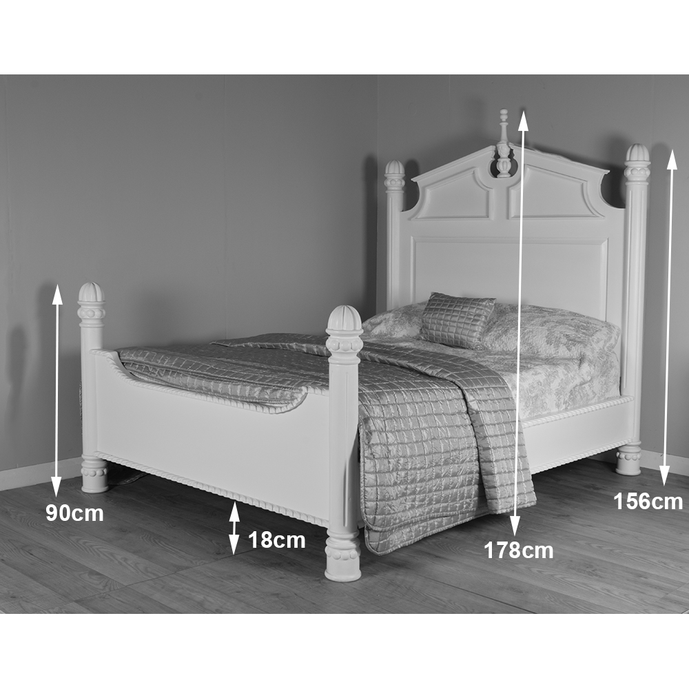 Louis XV Moulin Grande Four Foster Bed - French White - Image 5