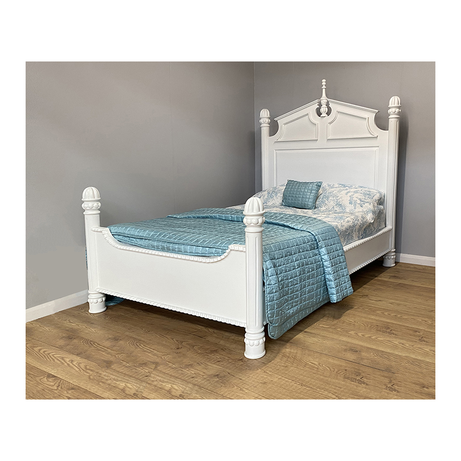 Louis XV Moulin Grande Four Foster Bed - French White - Image 4