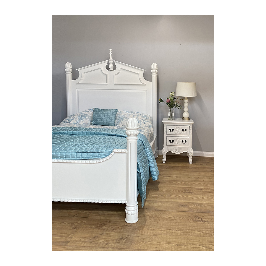 Louis XV Moulin Grande Four Foster Bed - French White - Image 3