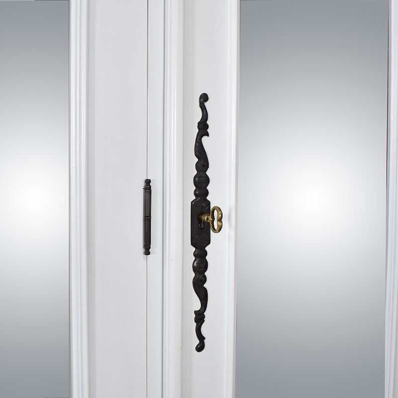 Louis XV Triple Armoire - 3 Mirrored Doors - French White - Image 11
