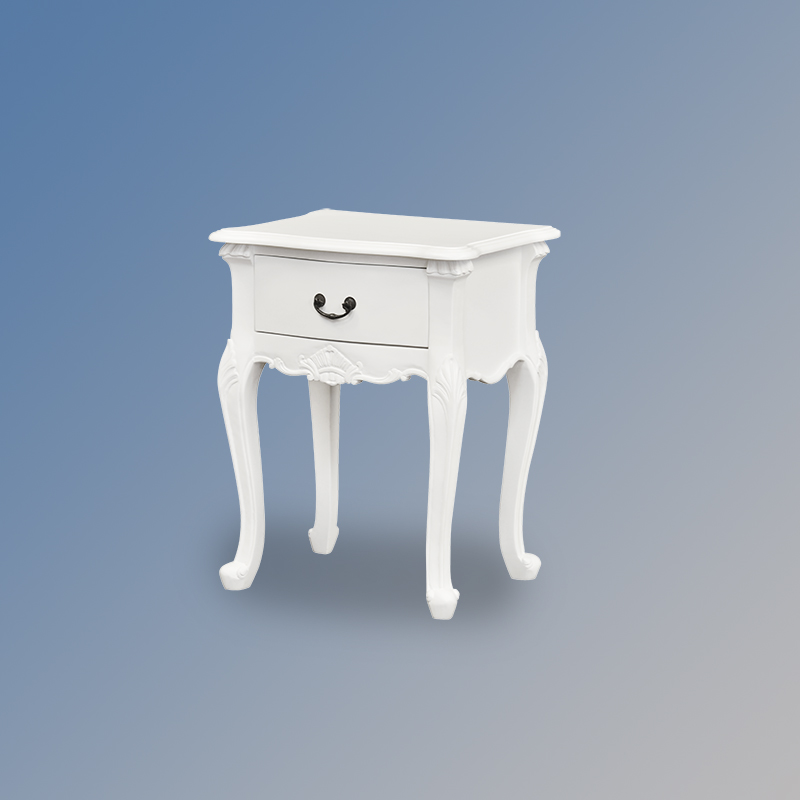 Louis XV Moulin Bedside Cabinet in French White - Image 2