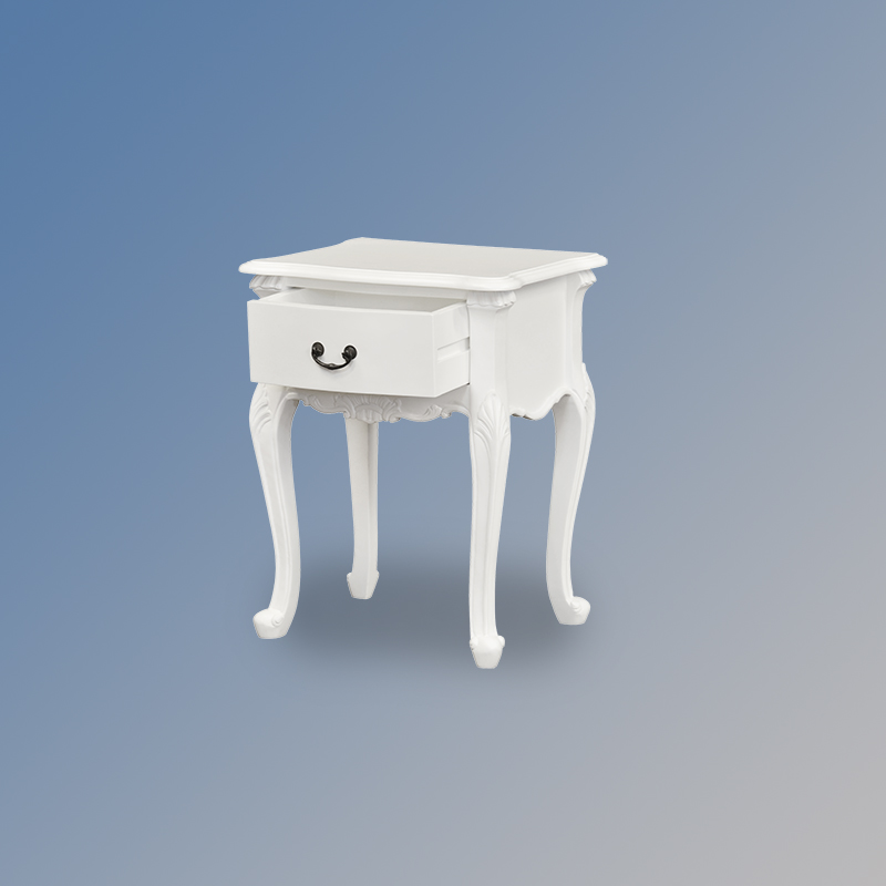 Louis XV Moulin Bedside Cabinet in French White - Image 3