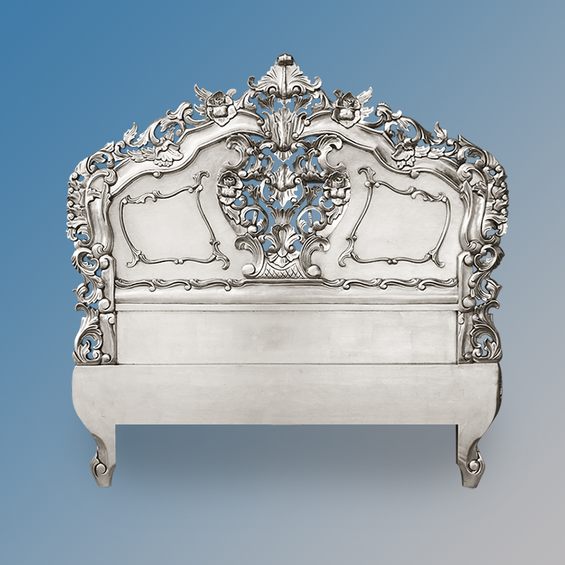 Louis XV Rococo Headboard in Silver Leaf