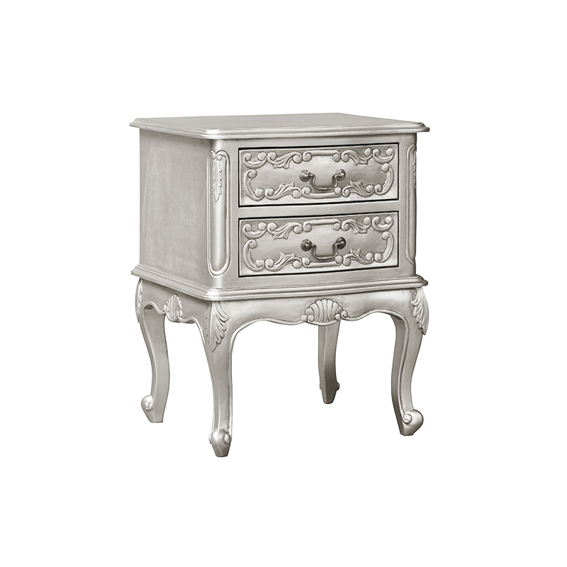 Louis XV Cezanne Bedside Cabinet in Silver Leaf - Image 2