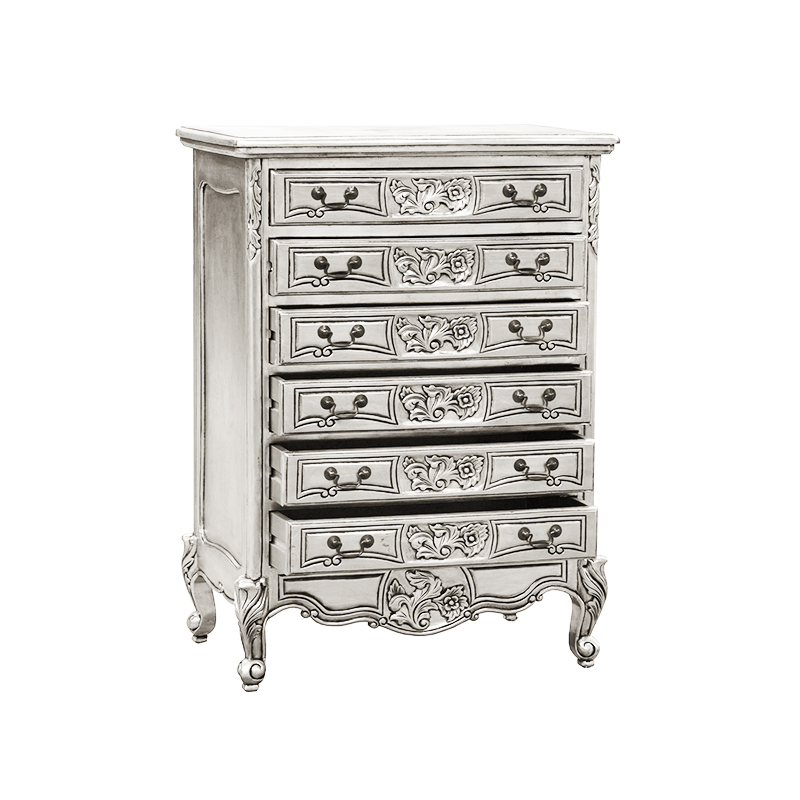 Louis XV 6 Drawer Cabinet in Sliver Leaf - Image 3
