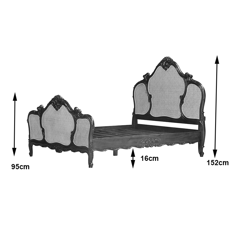 Louis XV Gabrielle Rattan Sleigh Bed in Chestnut - Image 4