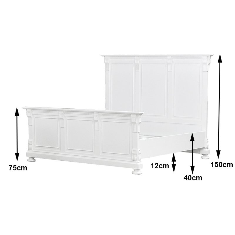 Louis XV Bourbon Sleigh Bed in French White - Image 4