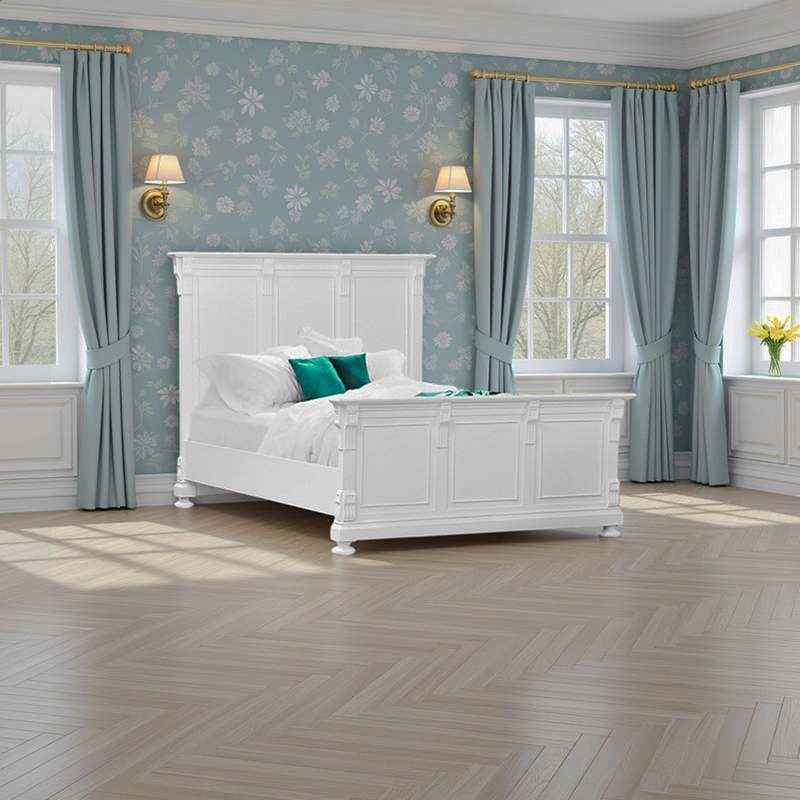 Louis XV Bourbon Sleigh Bed in French White