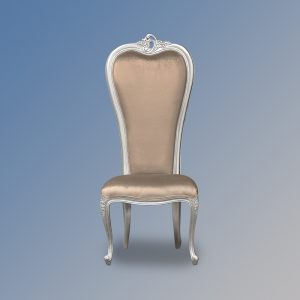 Louis XV Wedding Chair - Silver Frame & Sand Velvet Upholstery