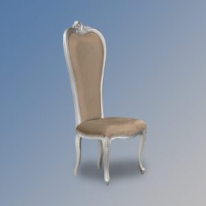 Louis XV Wedding Chair - Silver Frame & Sand Velvet Upholstery