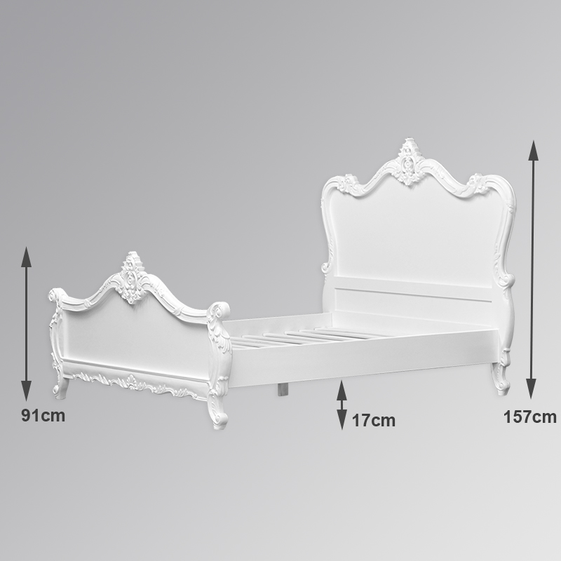 Louis XV - Angelique Sleigh Bed in French White - Image 4