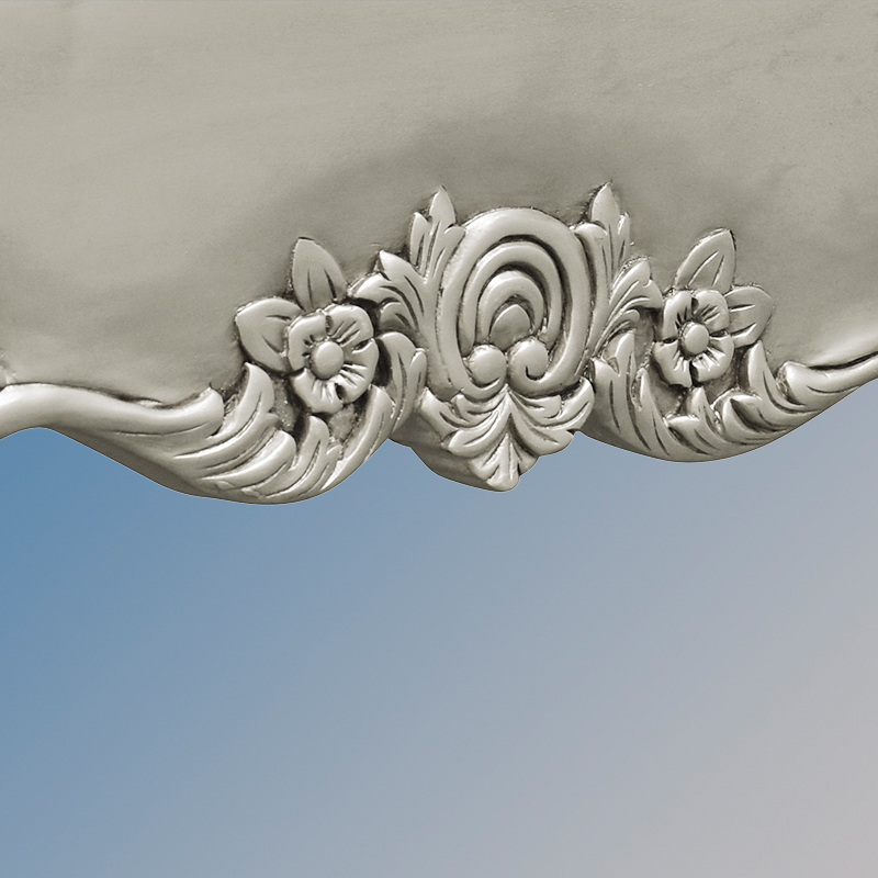 Louis XV Estee Bed in Silver Leaf and Black Brushed Velvet Upholstery - Image 7