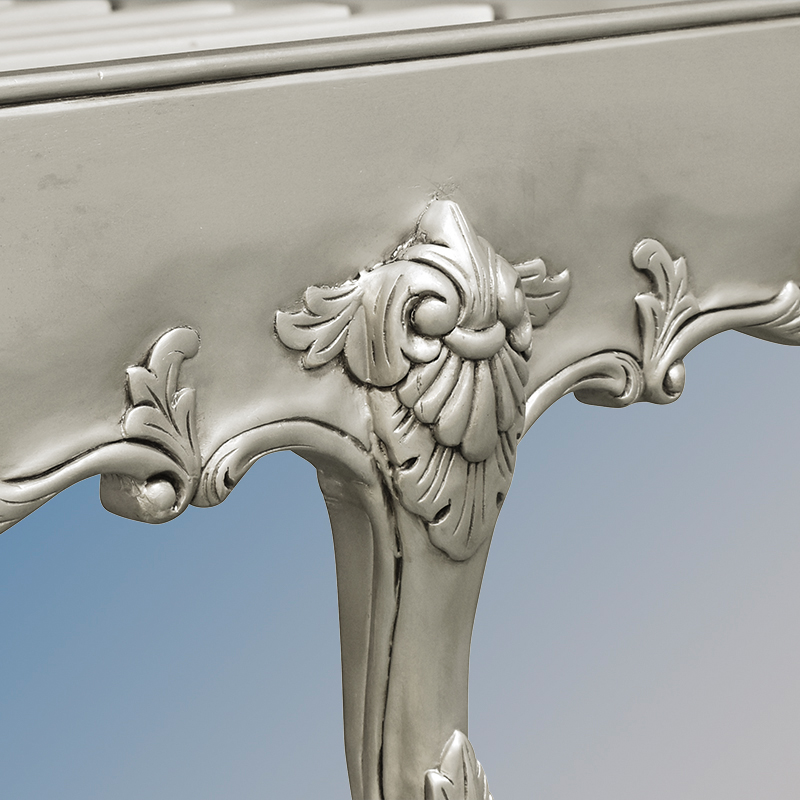 Louis XV Estee Bed in Silver Leaf and Black Brushed Velvet Upholstery - Image 6