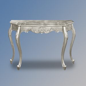 Louis XV Round Leg Console Table in Silver Leaf