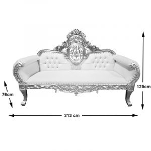 Noor Chaise Longue - Silver Frame with White Faux Leather