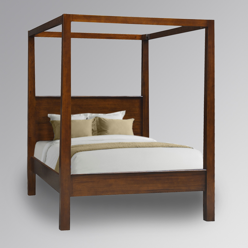 Aspen Four Poster Canopy Bed in Chestnut Colour