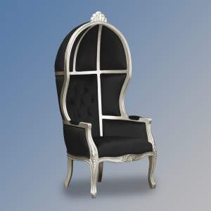 La Dome Silver Leaf Frame and Plush Black Velvet