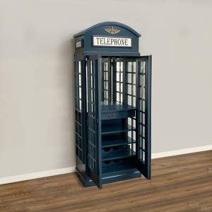 Drinks Cabinet - Iconic BT Telephone Box Style Bar 2 Doors- Haigh Blue