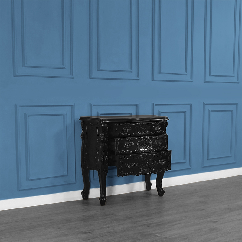 Louis XV Rococo Three Drawer Chest in French Noir - Image 3