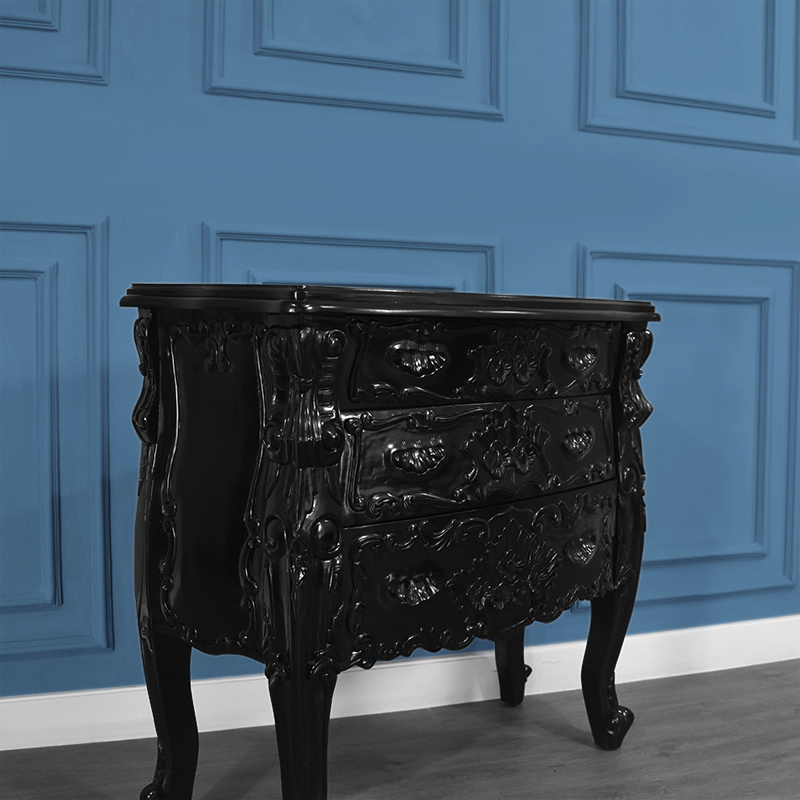 Louis XV Rococo Three Drawer Chest in French Noir - Image 4
