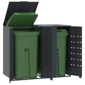 Double Wheelie Bin Covers - Powder-coated Steel - Anthracite Colour